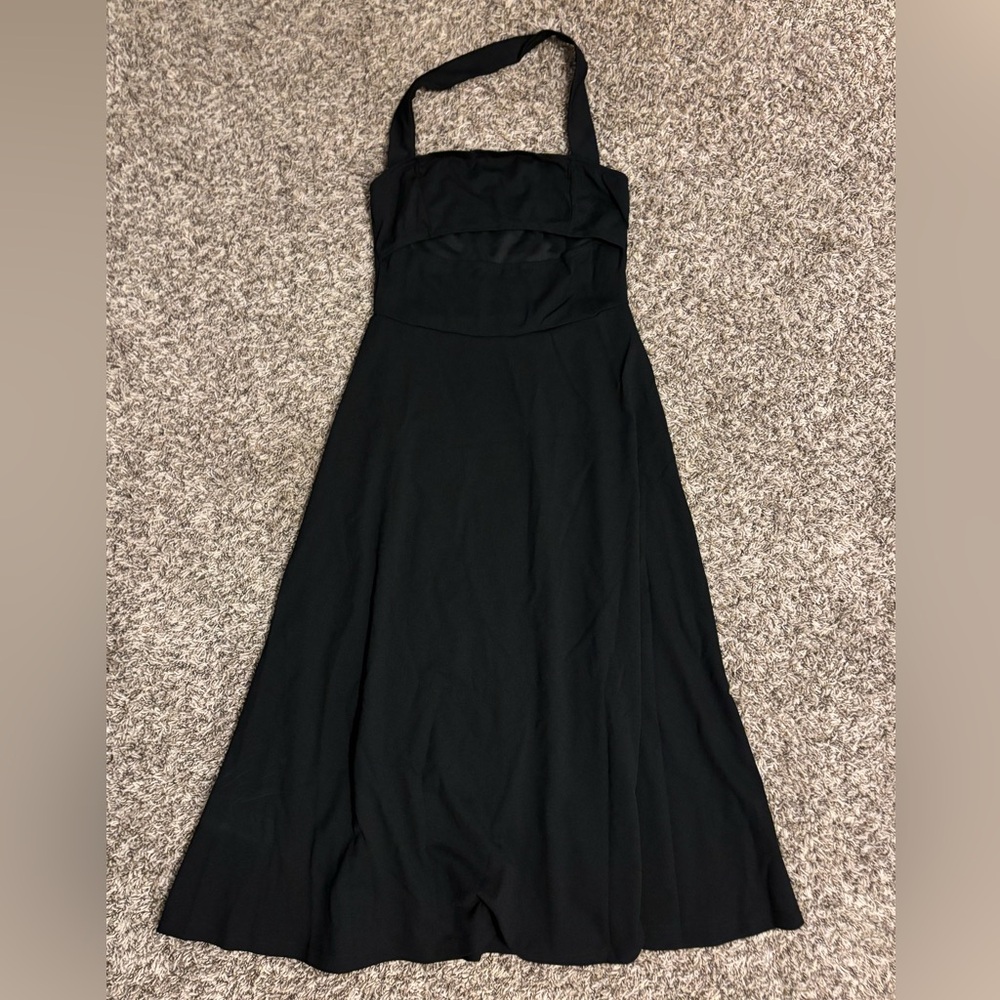 Black Halter Cutout Midi Dress - Size Small/Medium